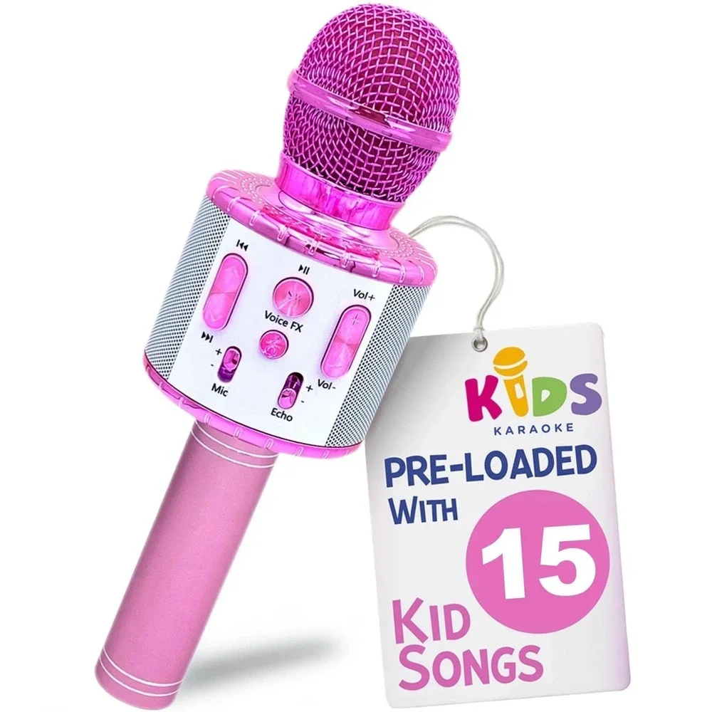 Move2Play, Kids Karaoke Microphone | Includes Kid Songs, White/Pink | NEW IN BOX